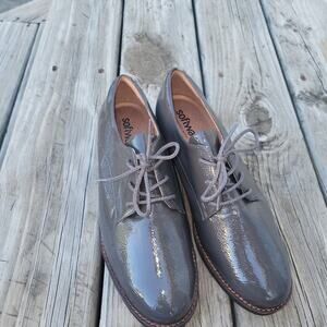 Softwalk Willis Oxfords Flats Womens Size 11 Patent Dark Grey Comfort